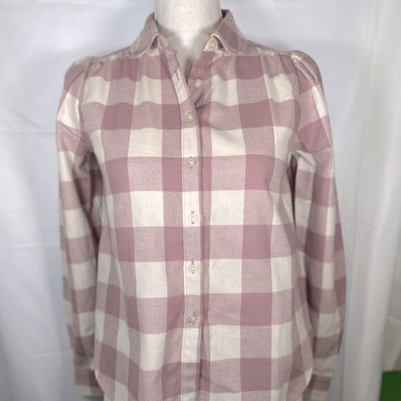 NWT The Loft Mauve Checkered Long Sleeve Button Up Flannel Shirt - Picture 12 of 12